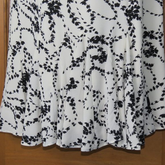 Talbots Sleeveless Black Off White Dress Godets Sheath - Picture 4 of 9